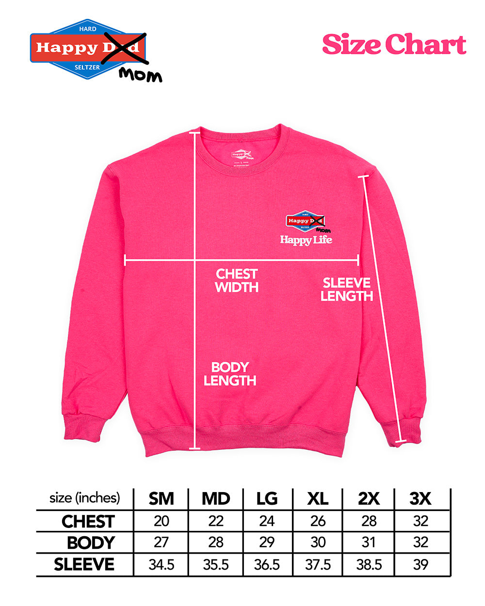 Happy Mom Happy Life Crewneck (Neon Pink)