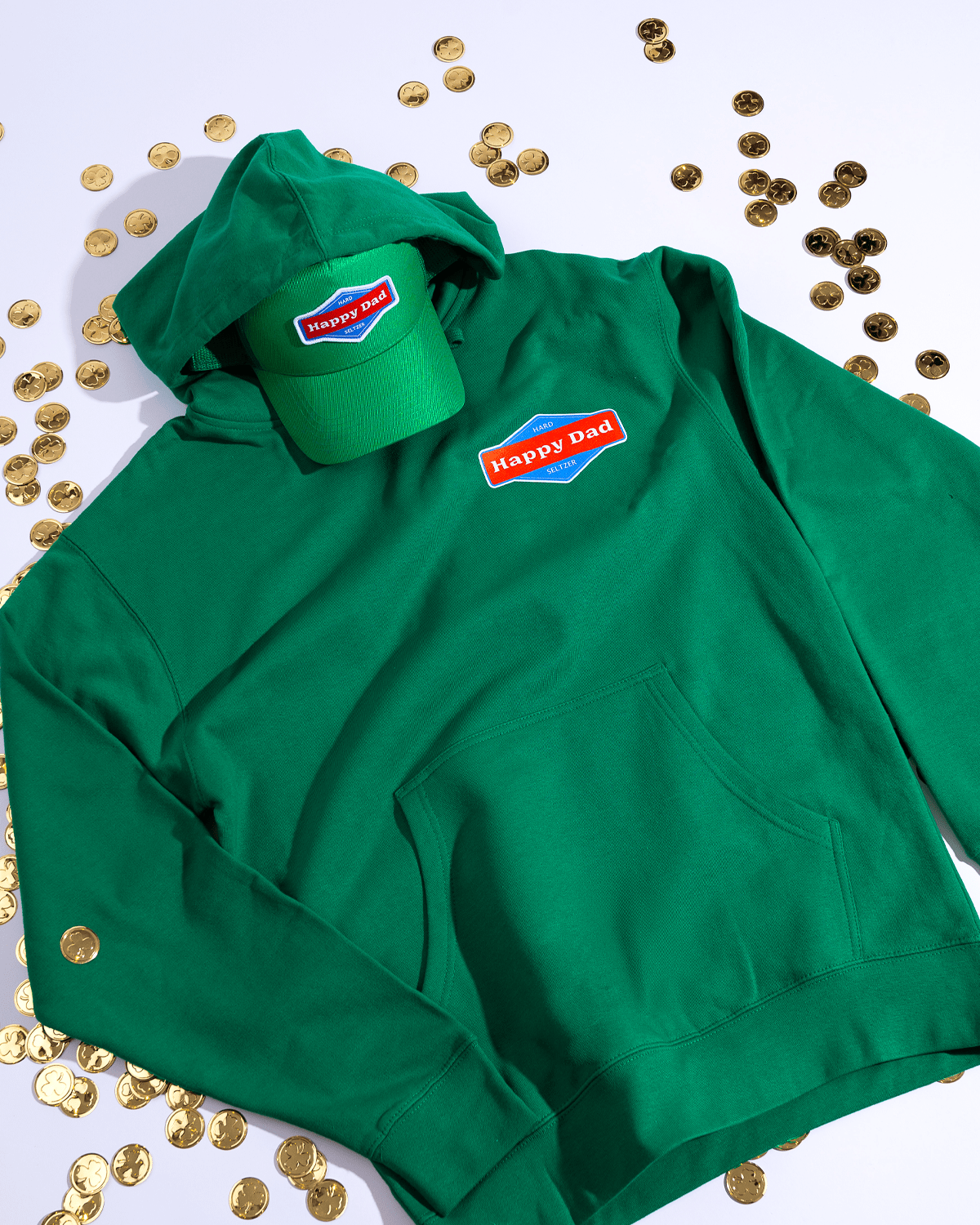 Happy Dad Front and Back Logo Hoodie (Green)