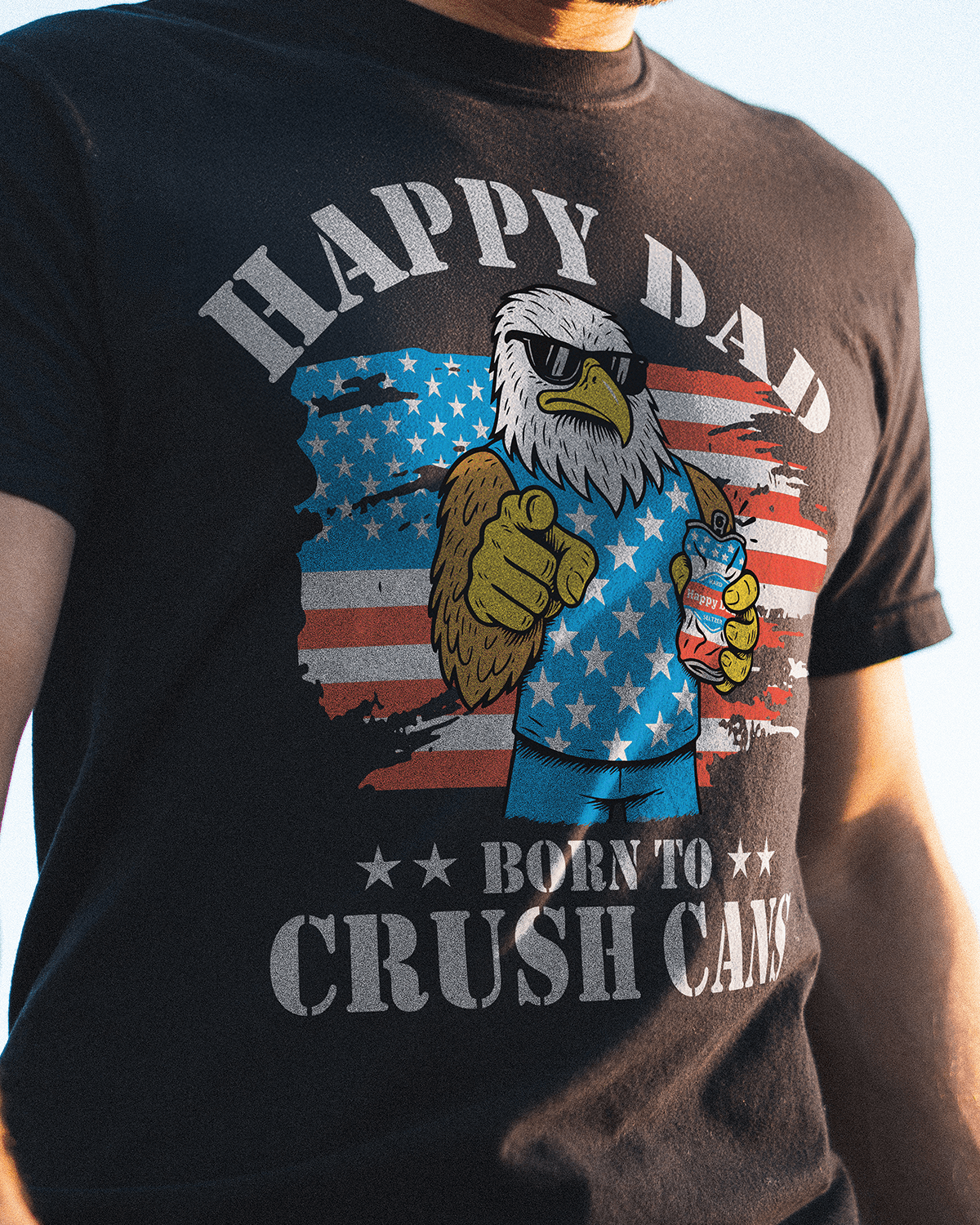 Happy Dad Born to Crush USA Tee (Black)