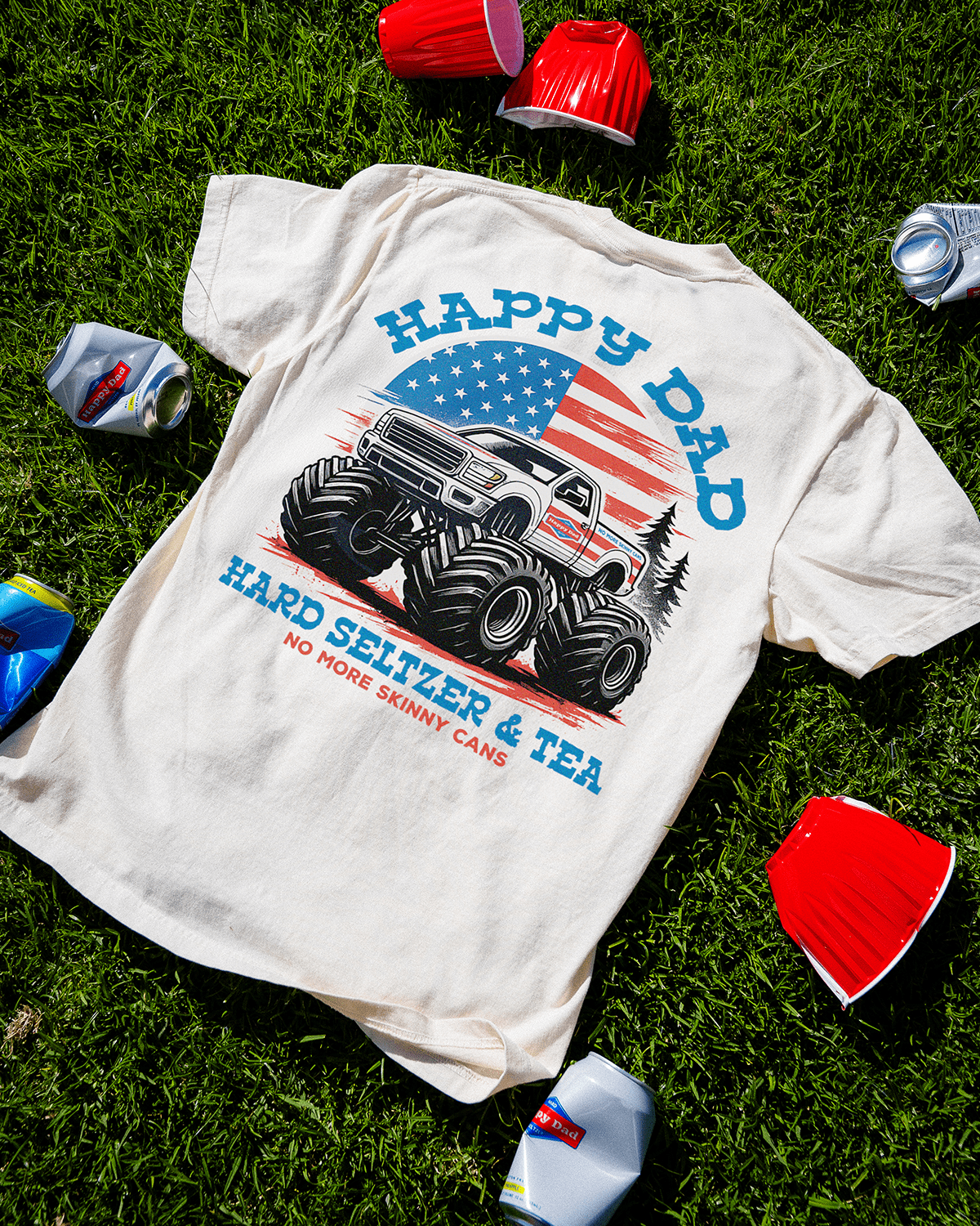Happy Dad Vintage Monster Truck USA Tee (Ivory)
