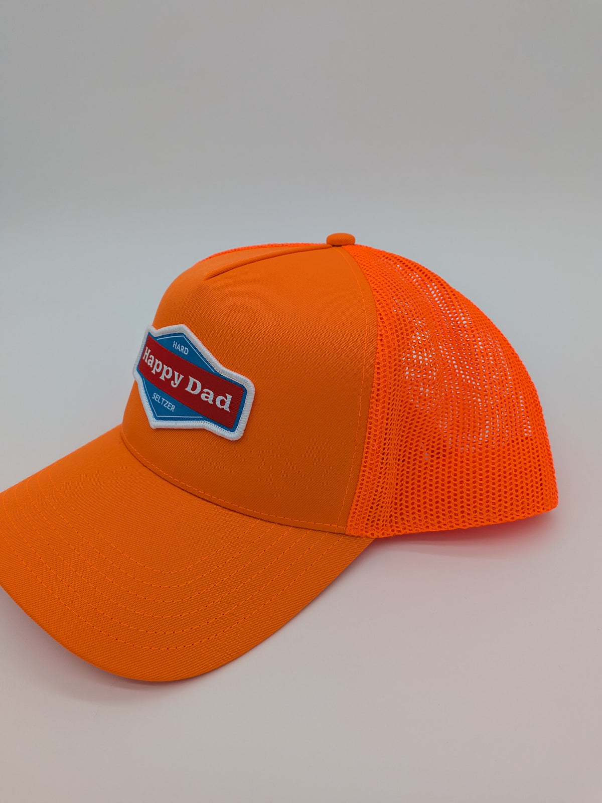 Happy Dad Trucker Hat (Neon Orange) (V2)