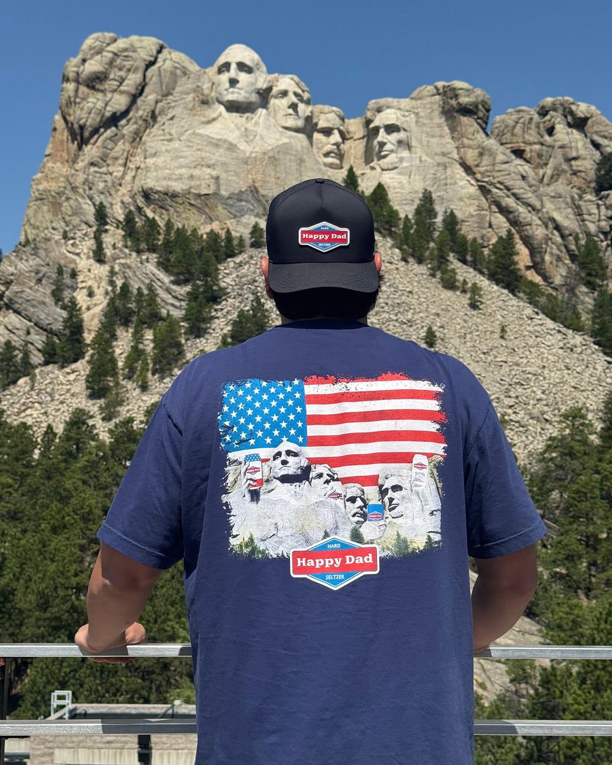Happy Dad Vintage Mount Rushmore USA Tee (Navy Blue)