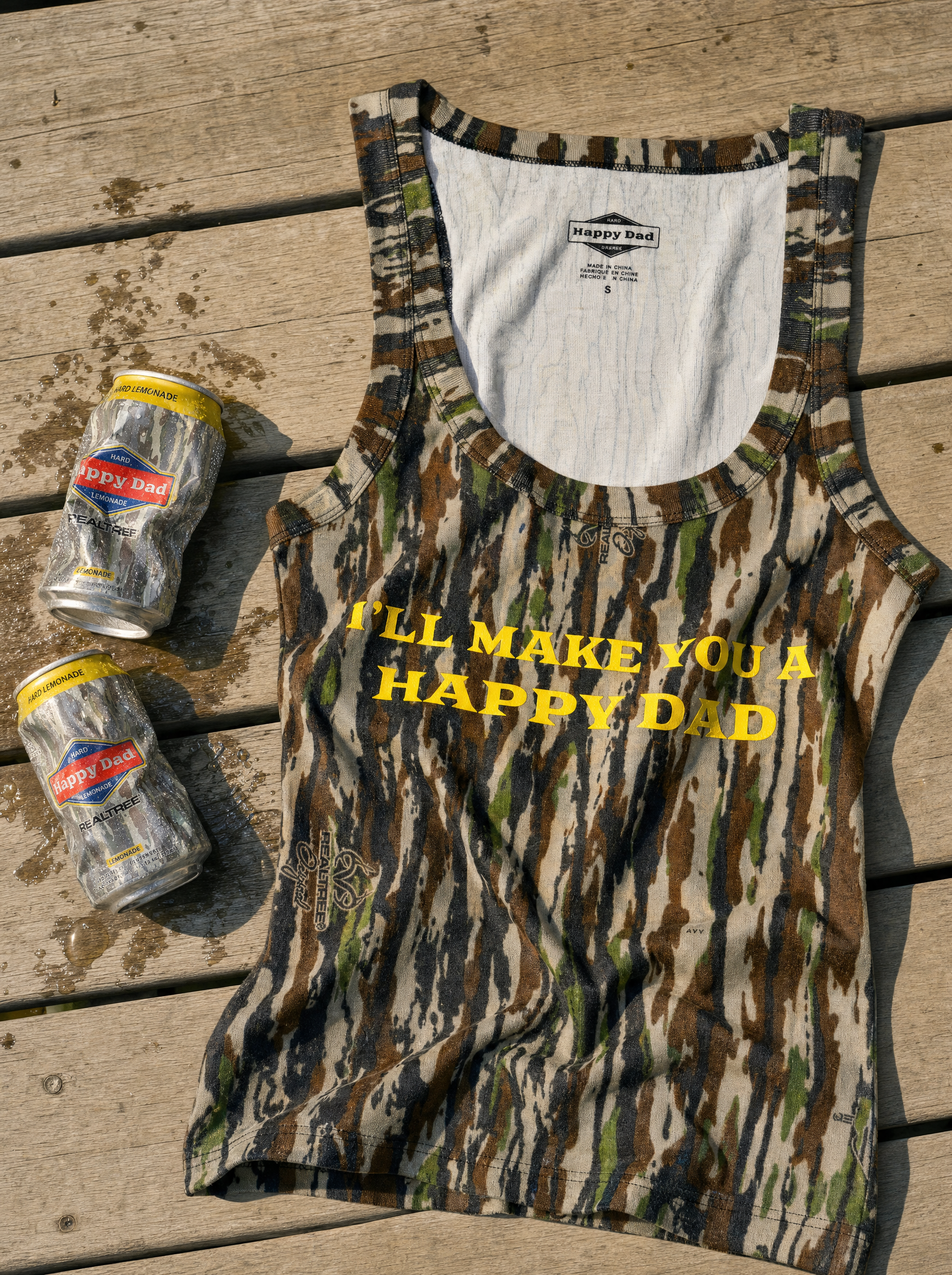 Happy Dad x Realtree "I’ll Make You A Happy Dad" Crop Tank (Camo)
