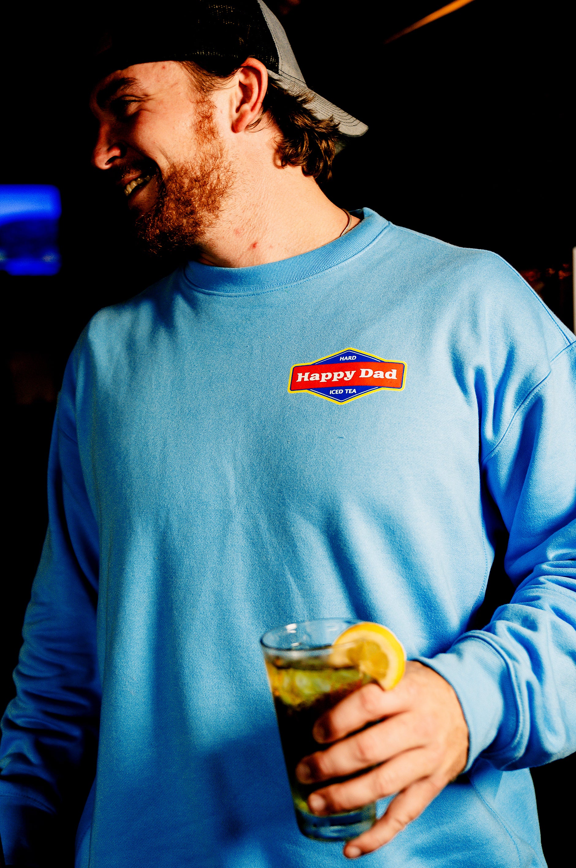 Happy Dad Hard Tea Crewneck (Light Blue)