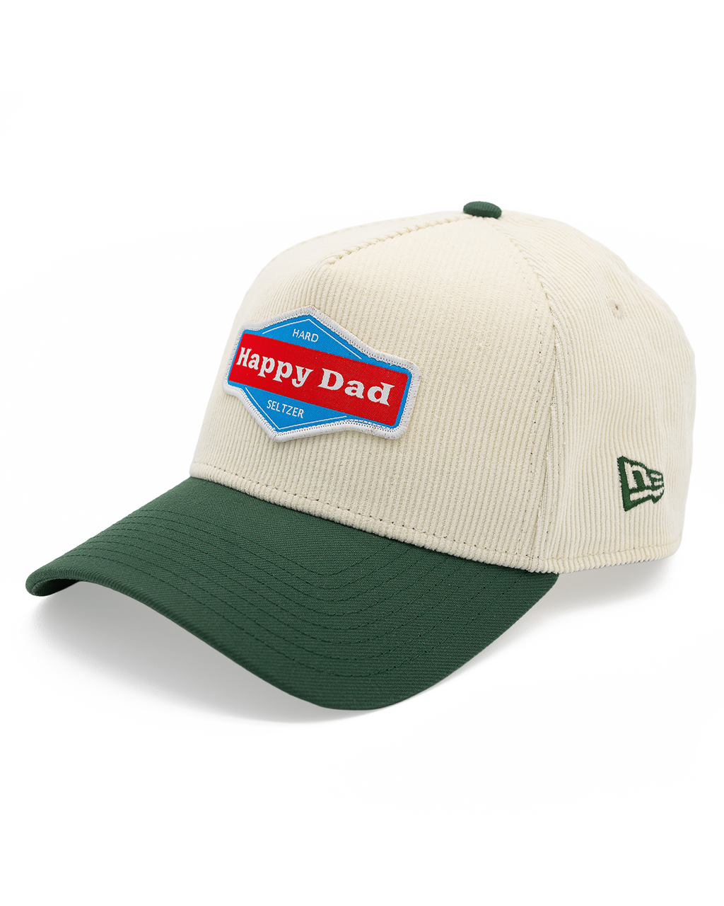 Happy Dad x New Era Corduroy A-Frame Snapback Hat (Cream/Green)