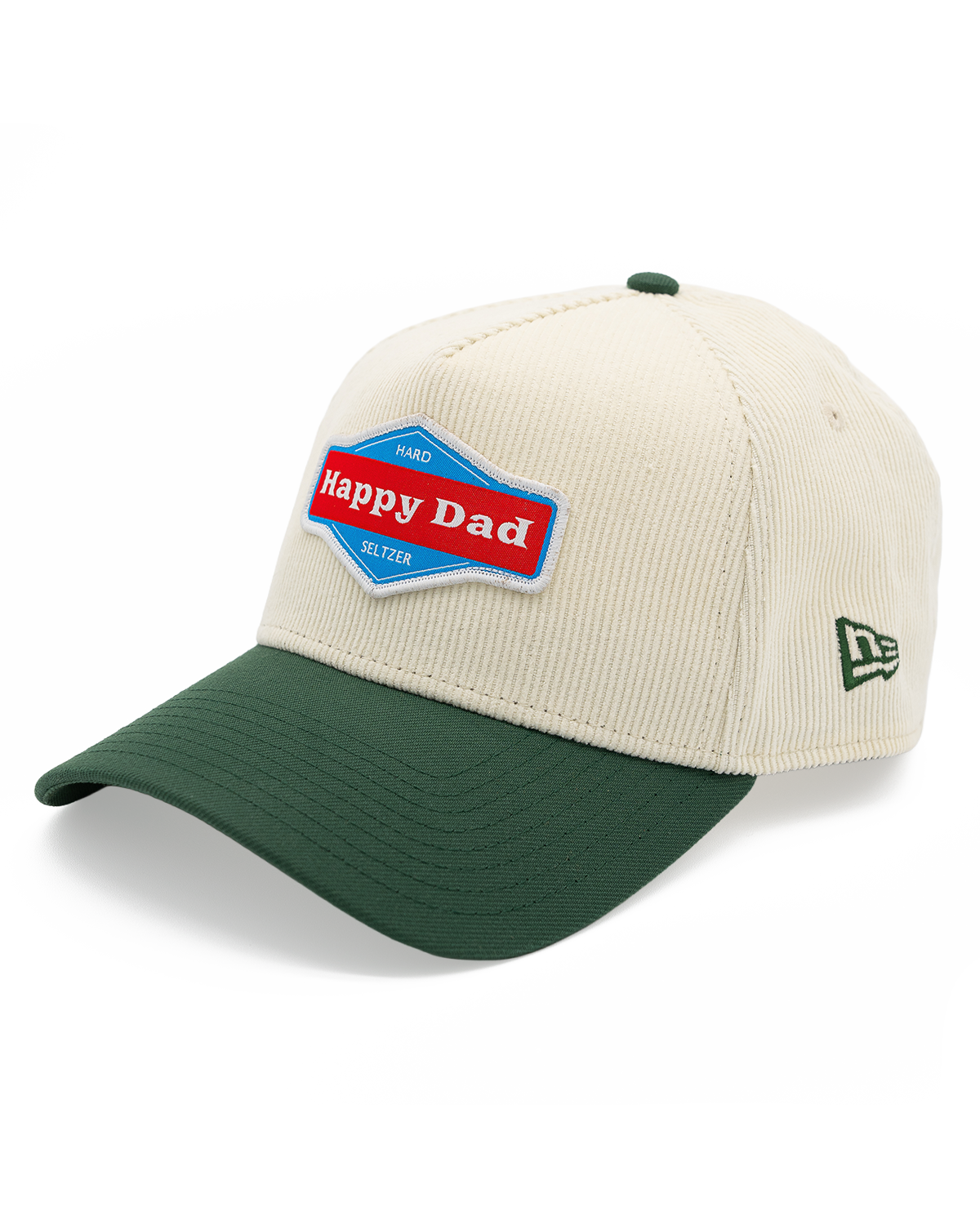 Happy Dad x New Era Corduroy A-Frame Snapback Hat (Cream/Green)