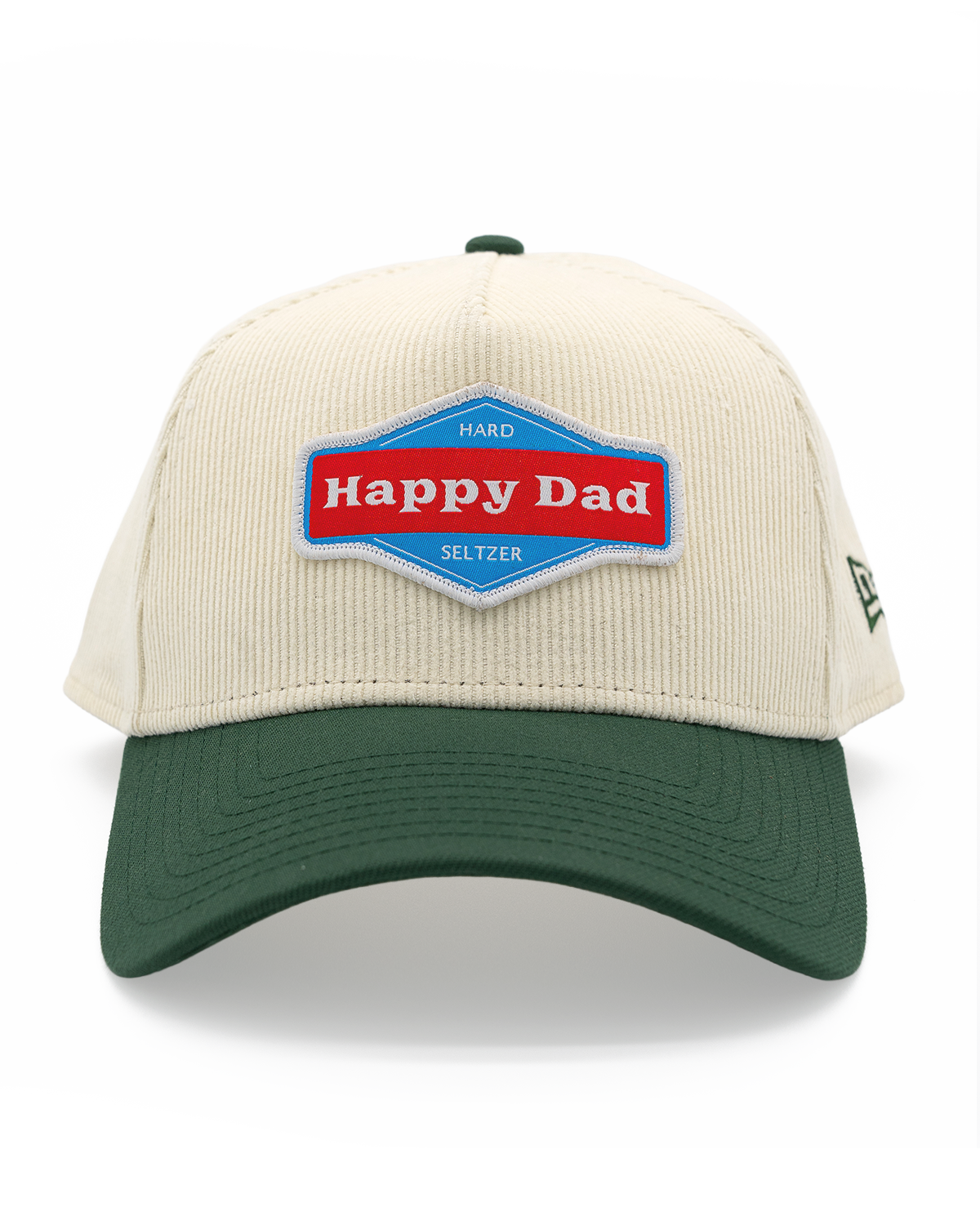 Happy Dad x New Era Corduroy A-Frame Snapback Hat (Cream/Green)