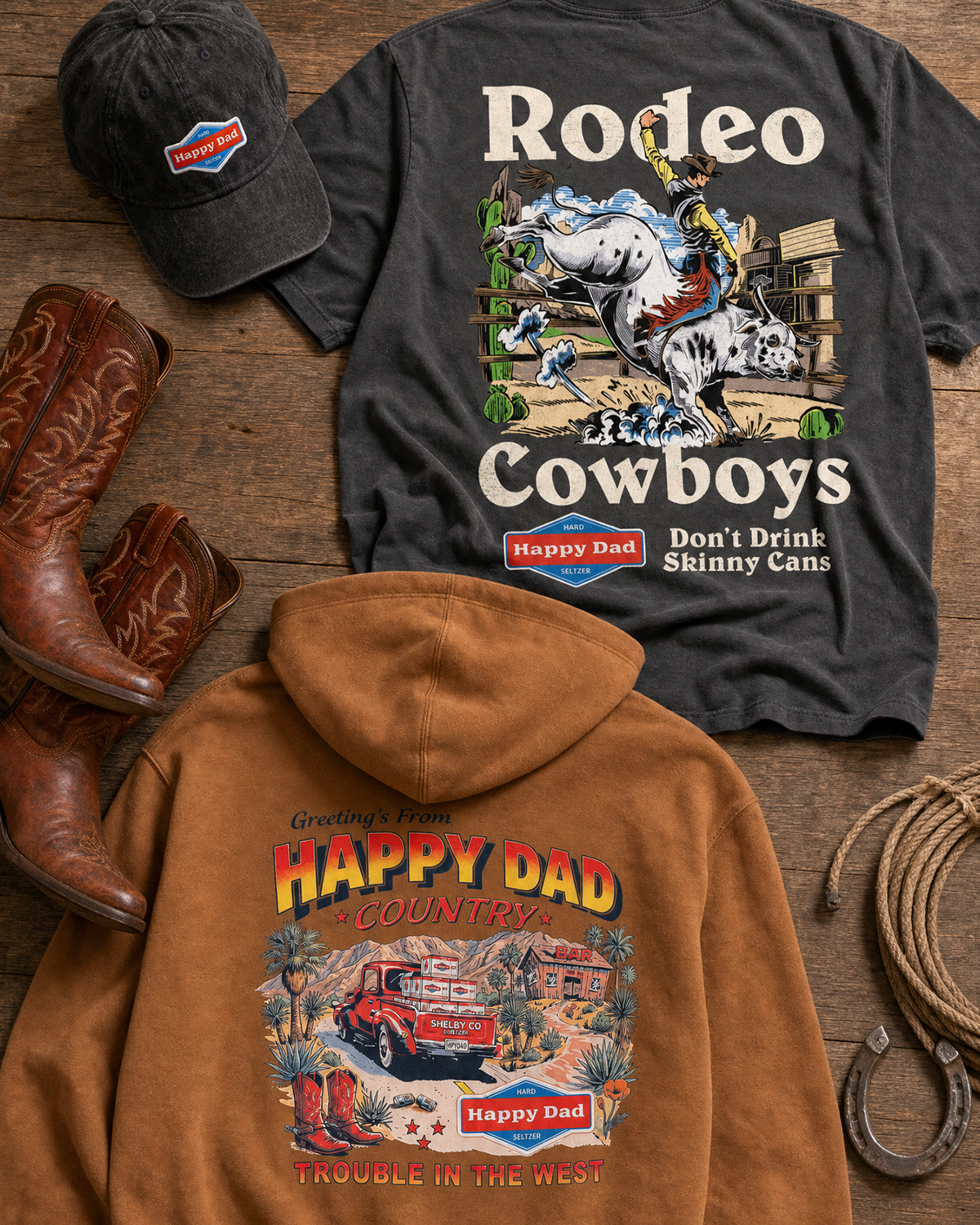 Happy Dad Trouble in the West Hoodie (Coffee)