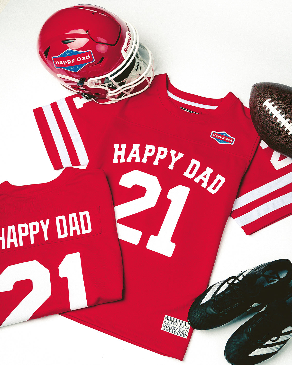 Happy Dad Football Jersey (Vintage Red)