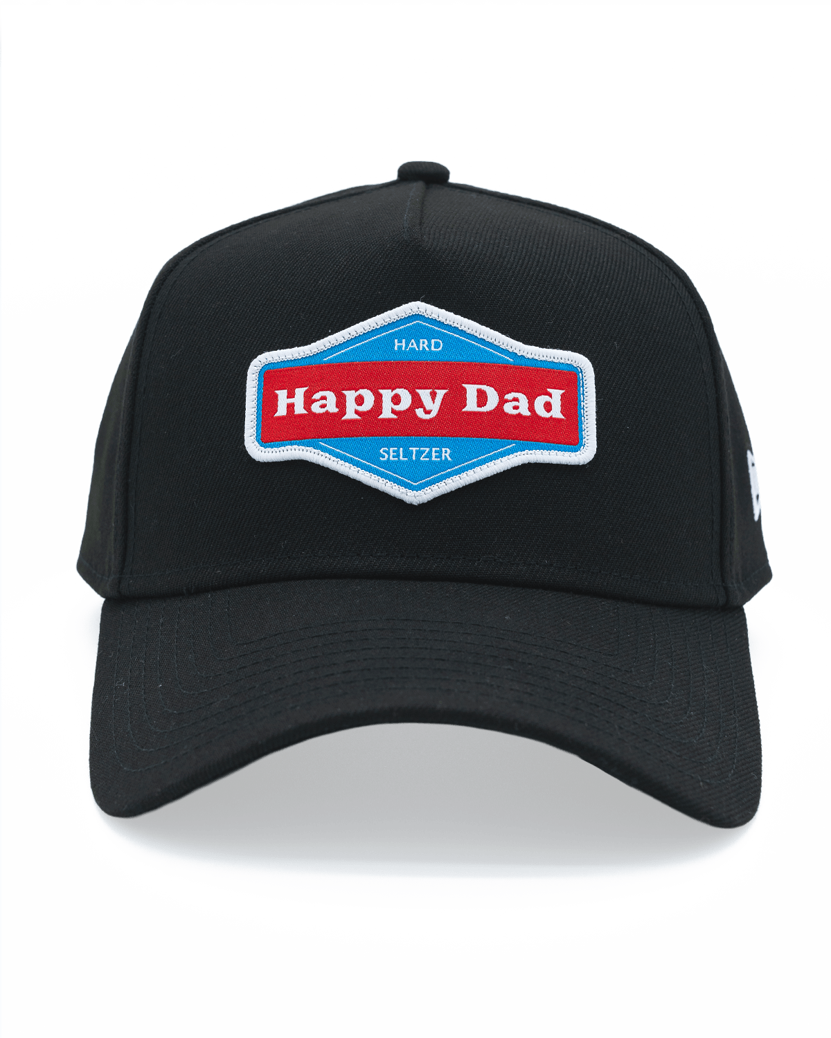 New Era Black hat with Happy Dad Logo