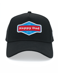 New Era Black hat with Happy Dad Logo