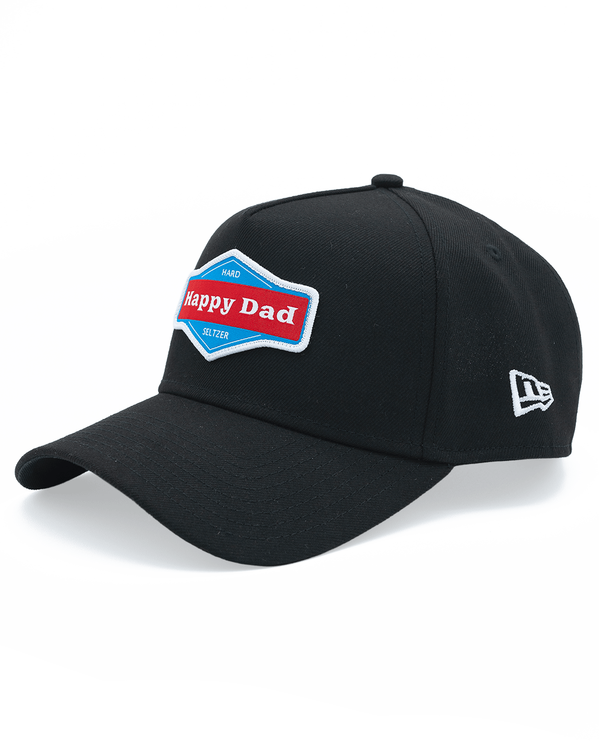 Black New Era A frame hat with Happy Dad logo