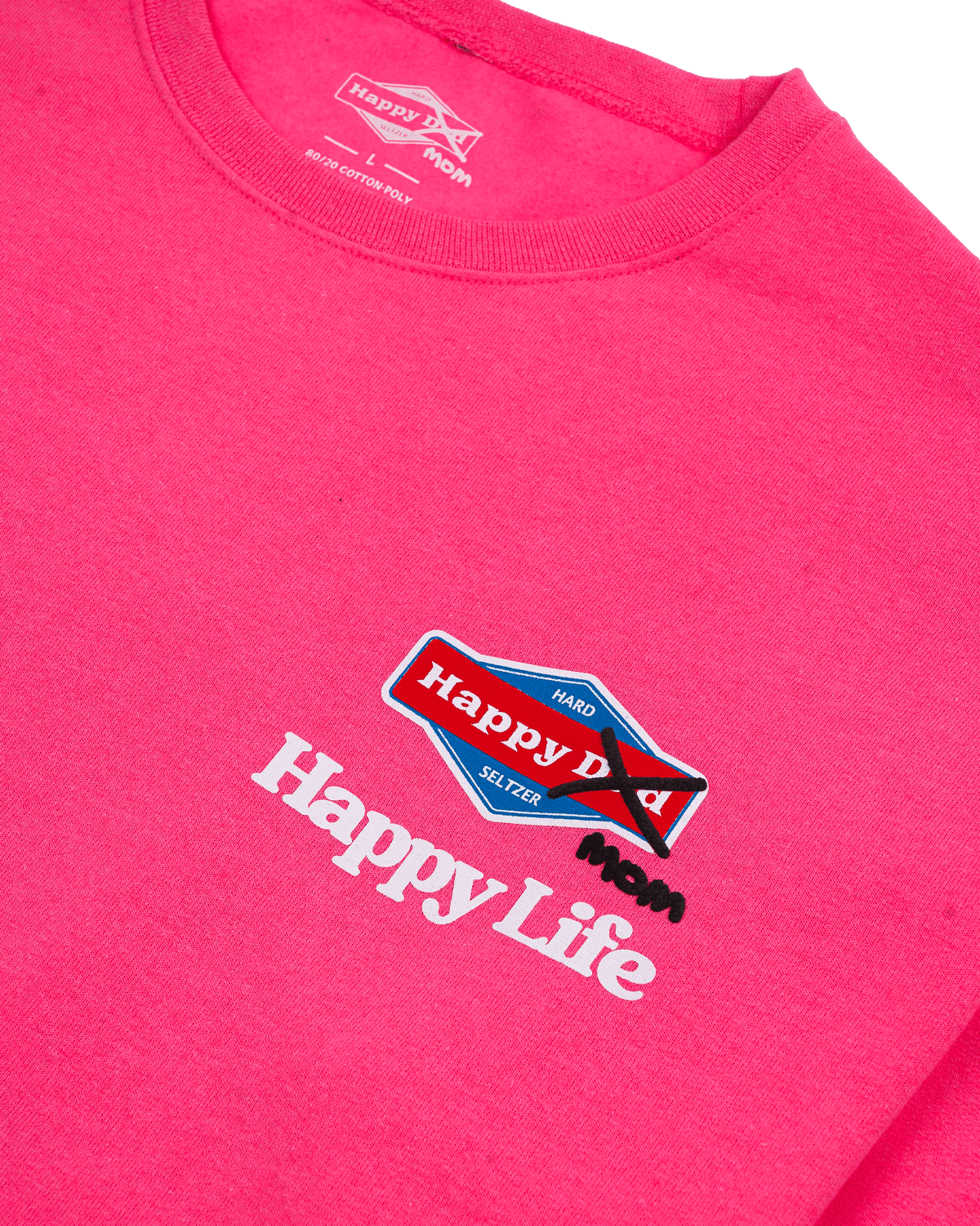 Happy Mom Happy Life Crewneck (Neon Pink)
