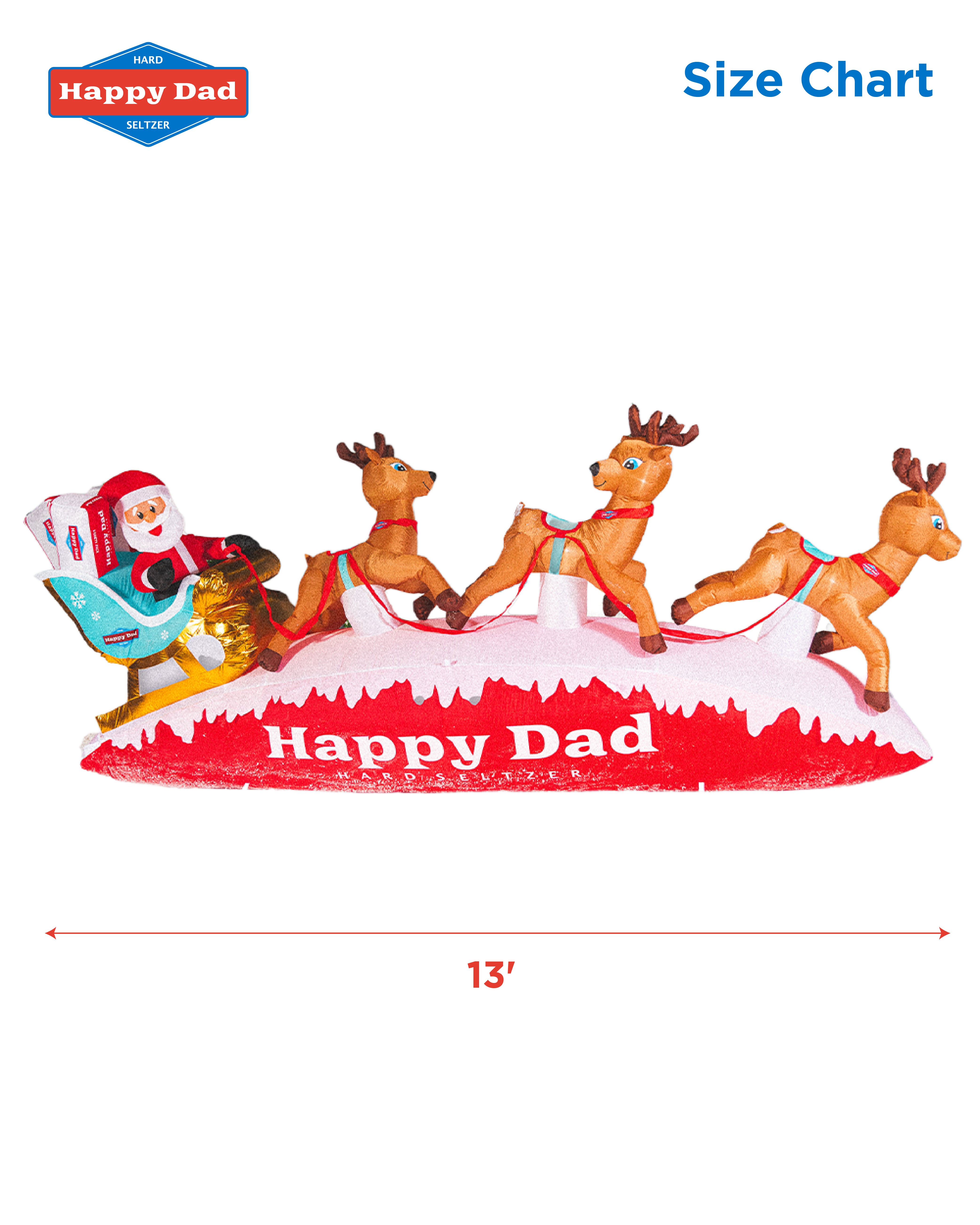 Happy Dad Santa Sleigh Inflatable (13 FT)