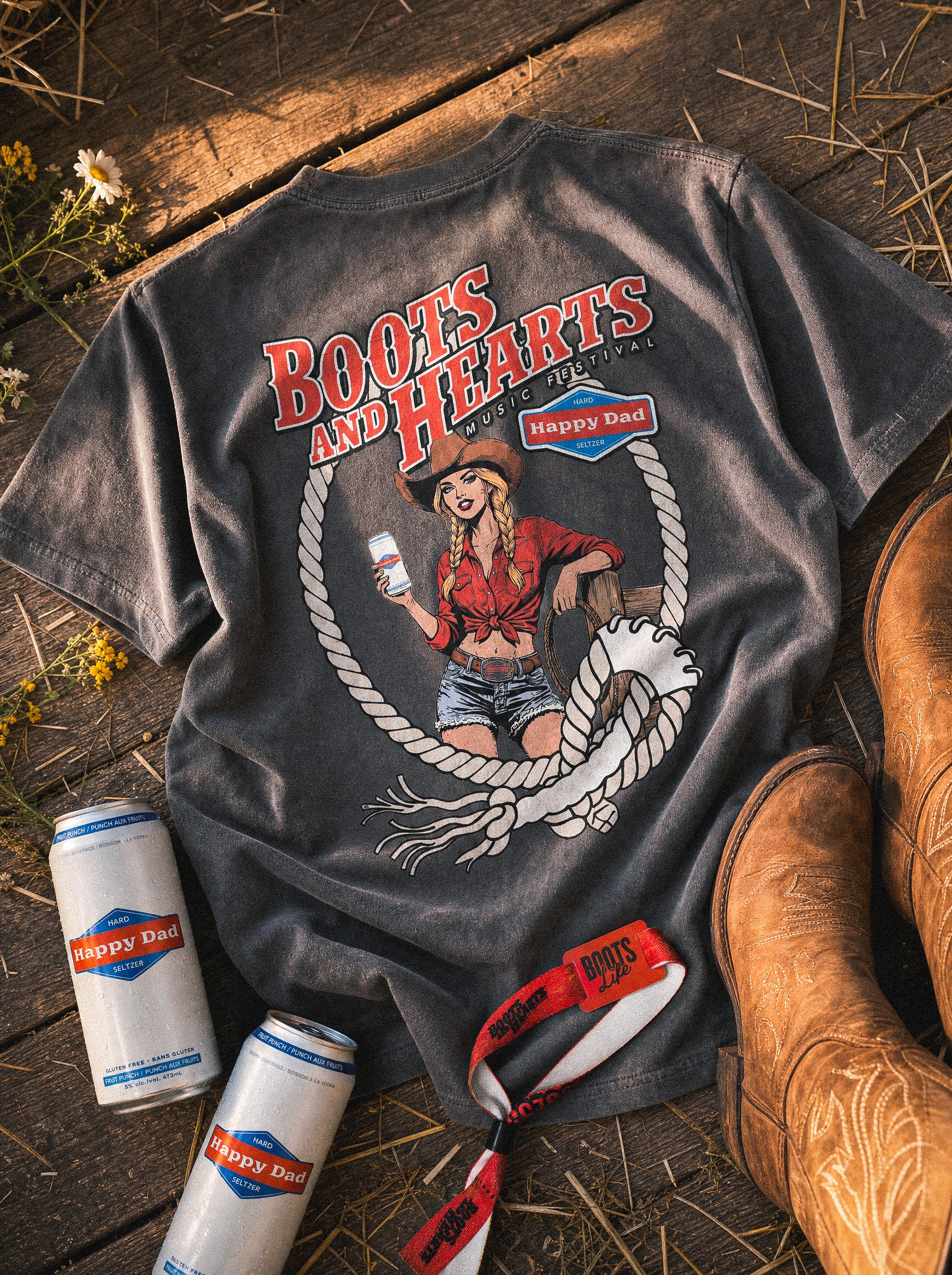 Happy Dad x Boots & Hearts Rope Tee (Pepper)