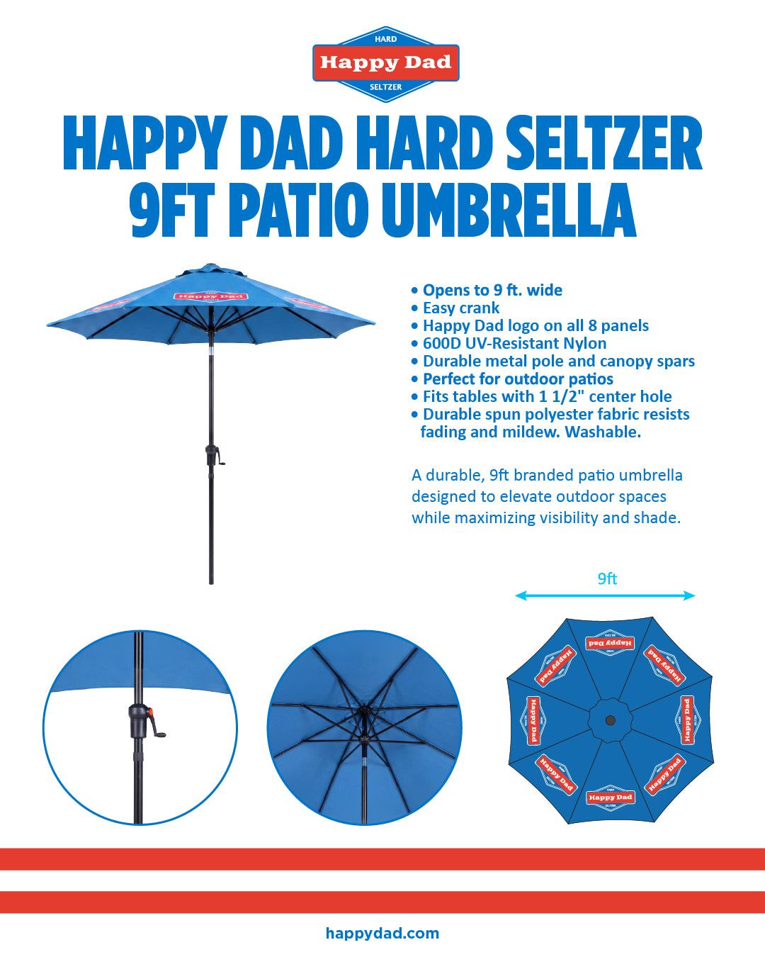 Happy Dad Blue Patio Umbrella (9ft) / (PRE-ORDER)