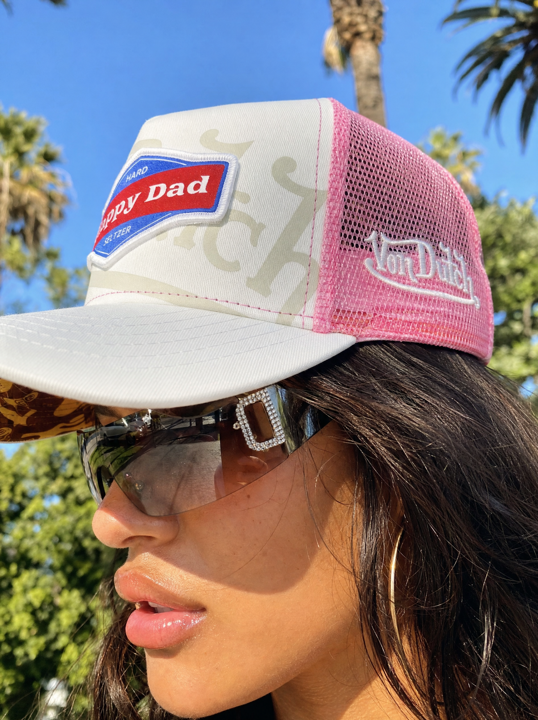 Happy Dad x Von Dutch Trucker Hat (White/Pink)
