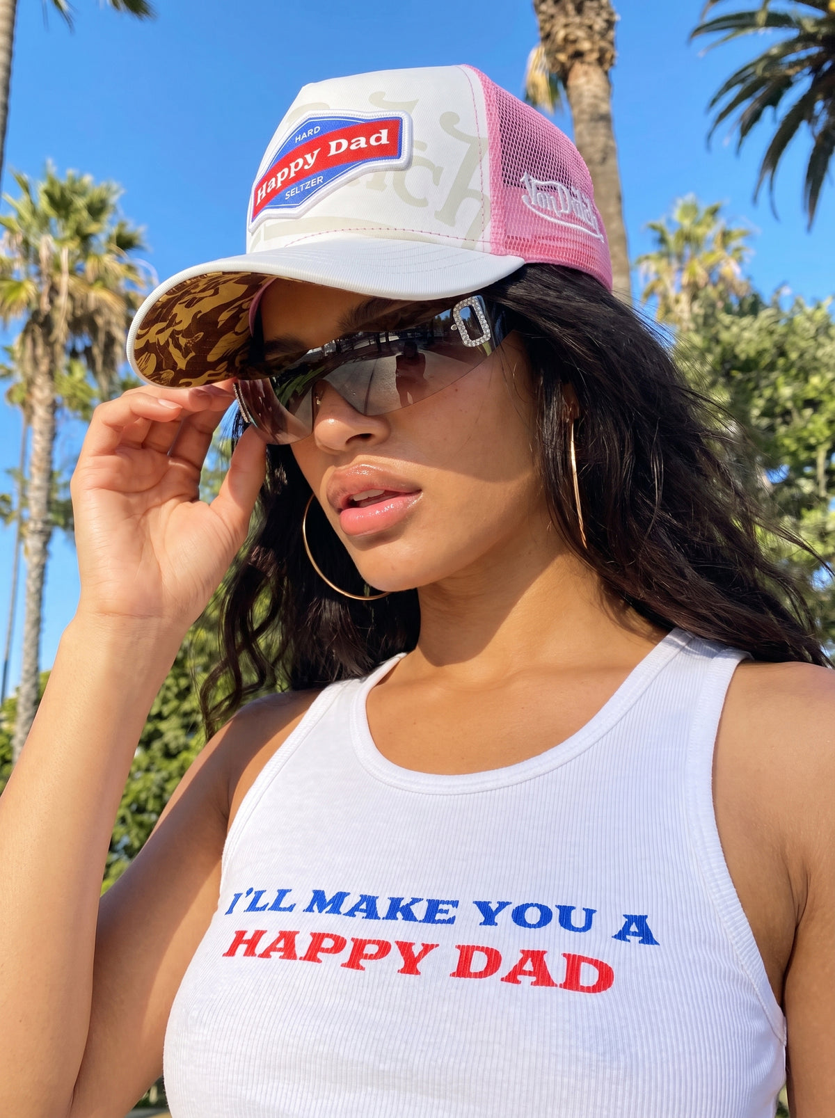 Happy Dad x Von Dutch Trucker Hat (White/Pink)