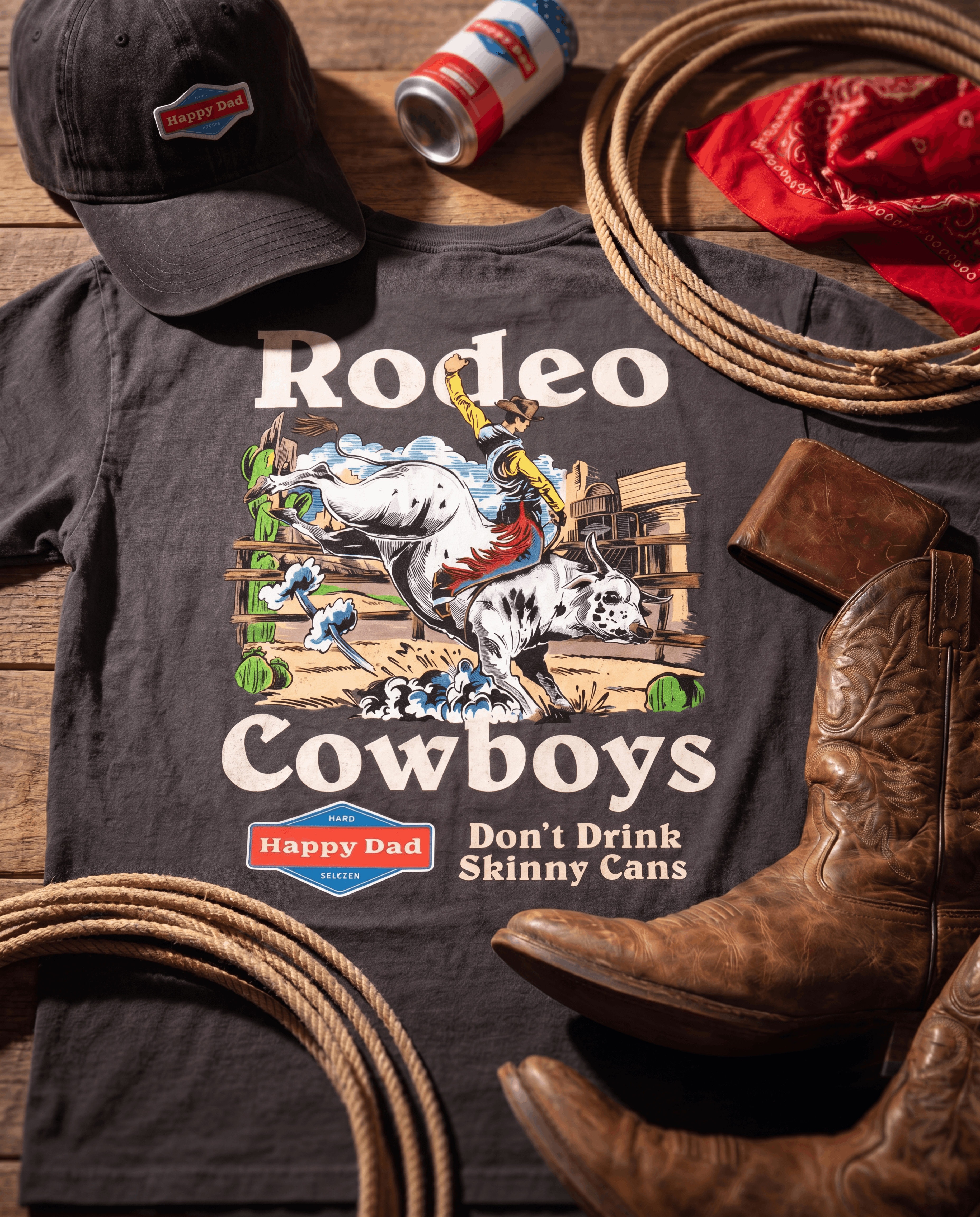 Happy Dad Vintage Rodeo Cowboys Tee